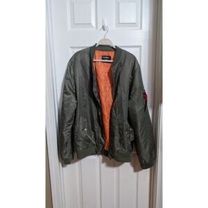 Carbon Bomber Jacket Men's XXL Green Nylon shell Full Zip Pockets gorpcore